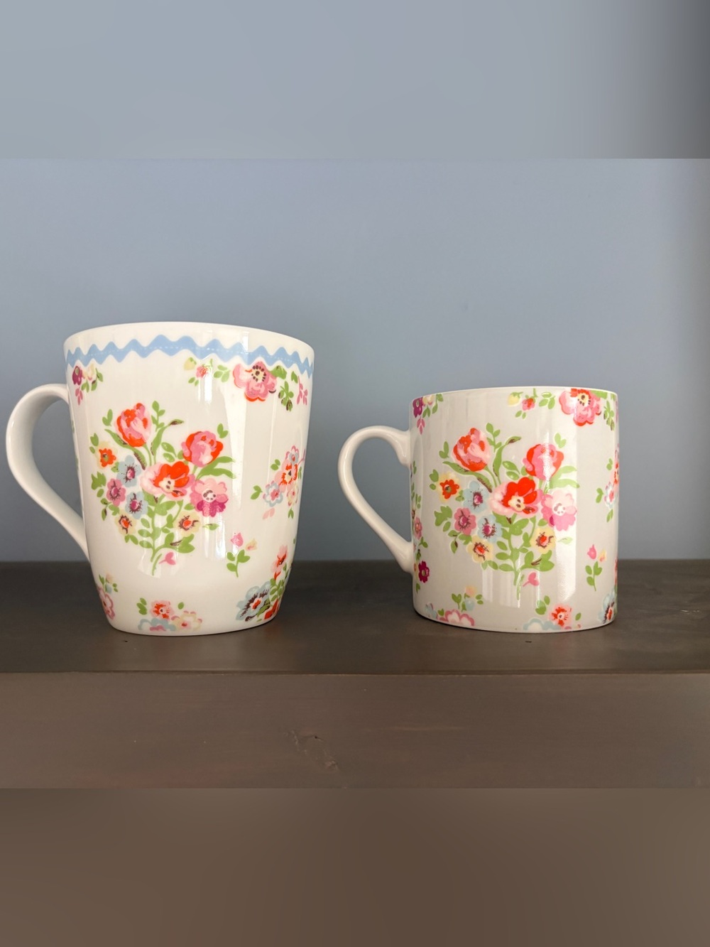 Cath Kidston Floral Mug Set Cottagecore Pink Green Coffee Cups
